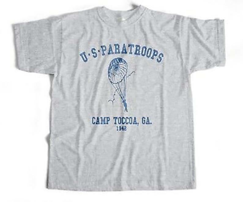 Band of Brothers Shirt T Army US Paratroops Camp Toccoa World War WWII NEW