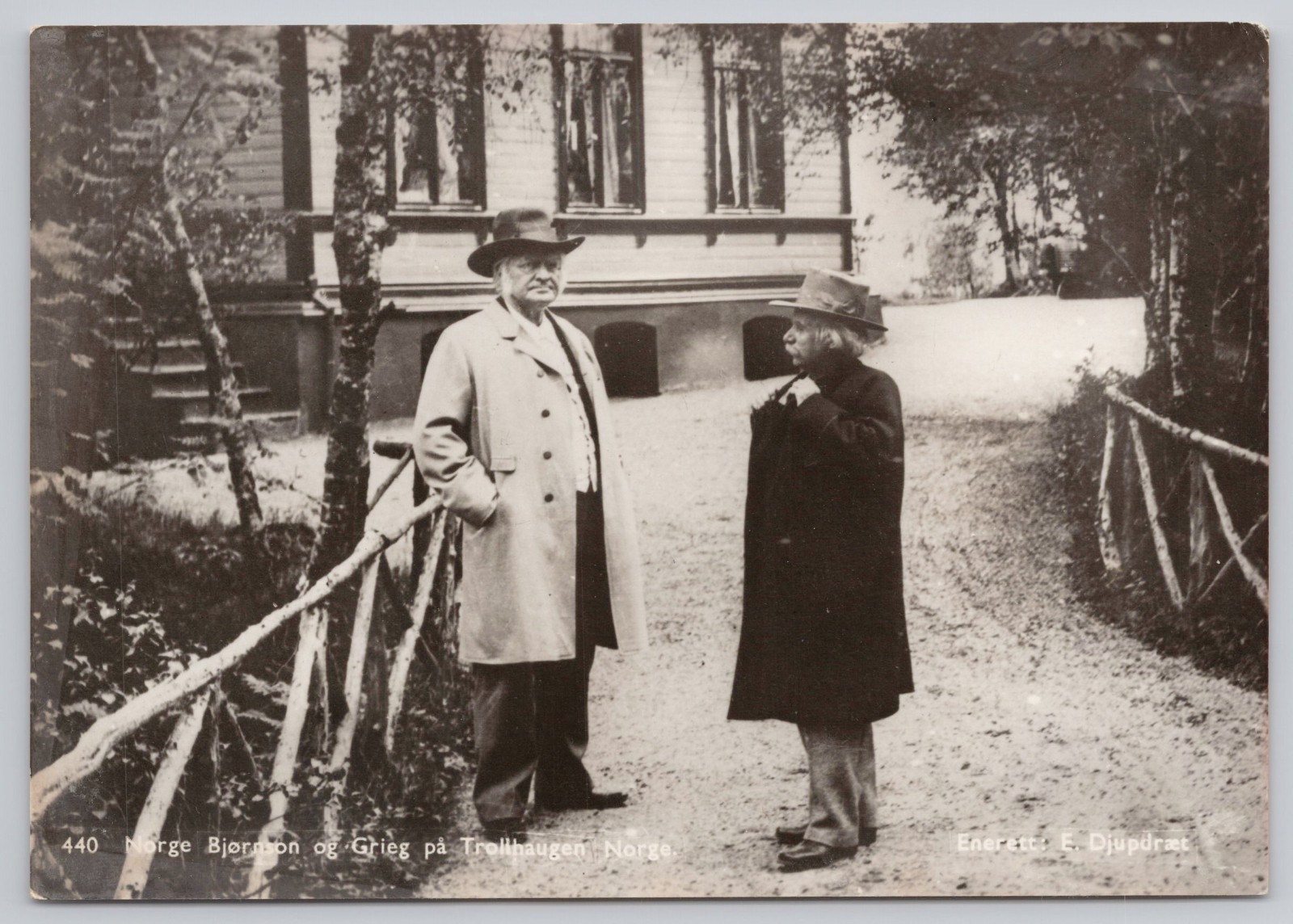 Norway Bjørnson & Grieg at Troldhaugen Famous Composer RPPC Continental Postcard