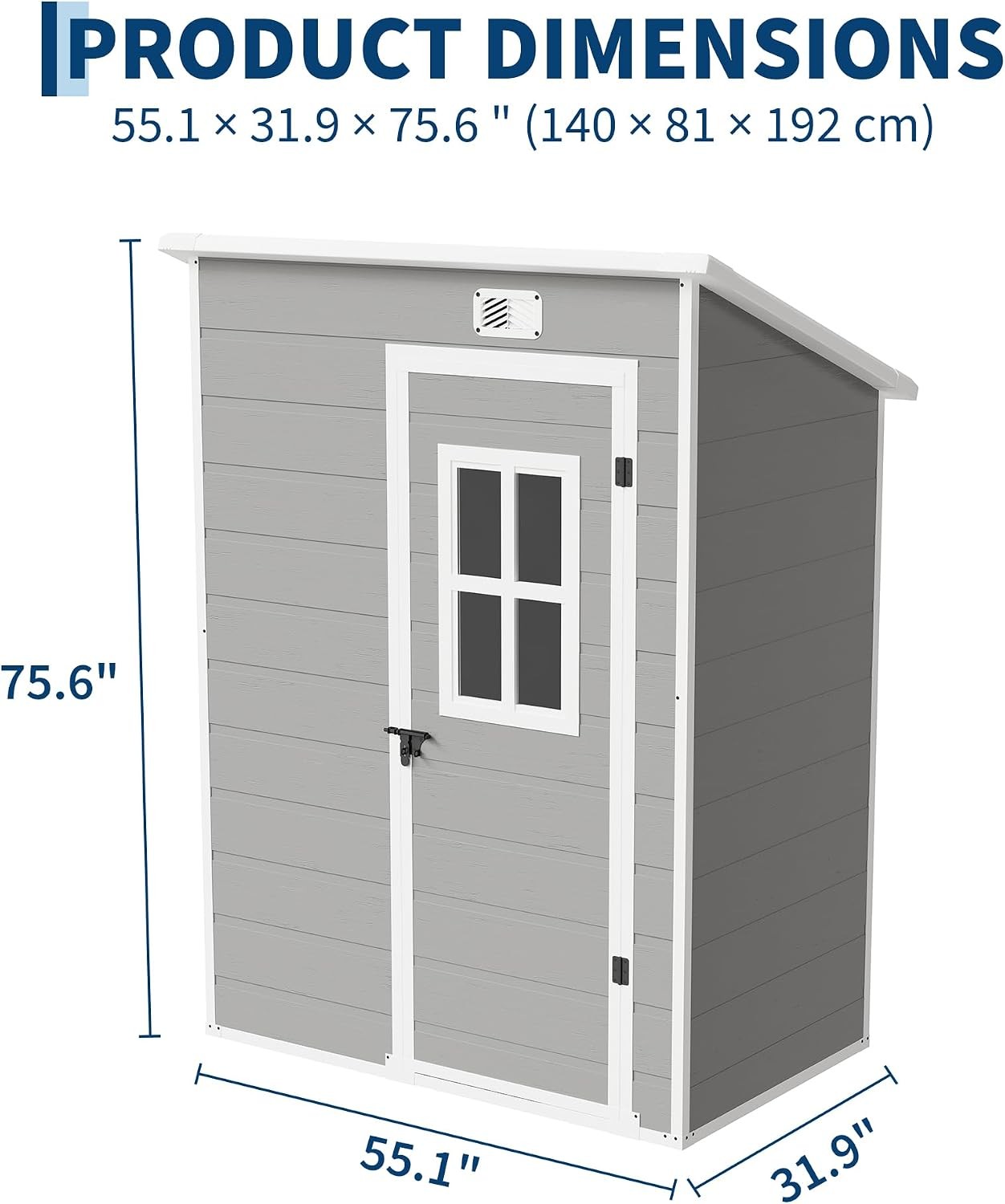 5x3ft/6x4.4ft Resin Shed Outdoor Storage Plastic Garden Shed with Floor Window 5x3ft/6x4.4ft Resin Shed Outdoor Storage Plastic Garden Shed with Floor Window