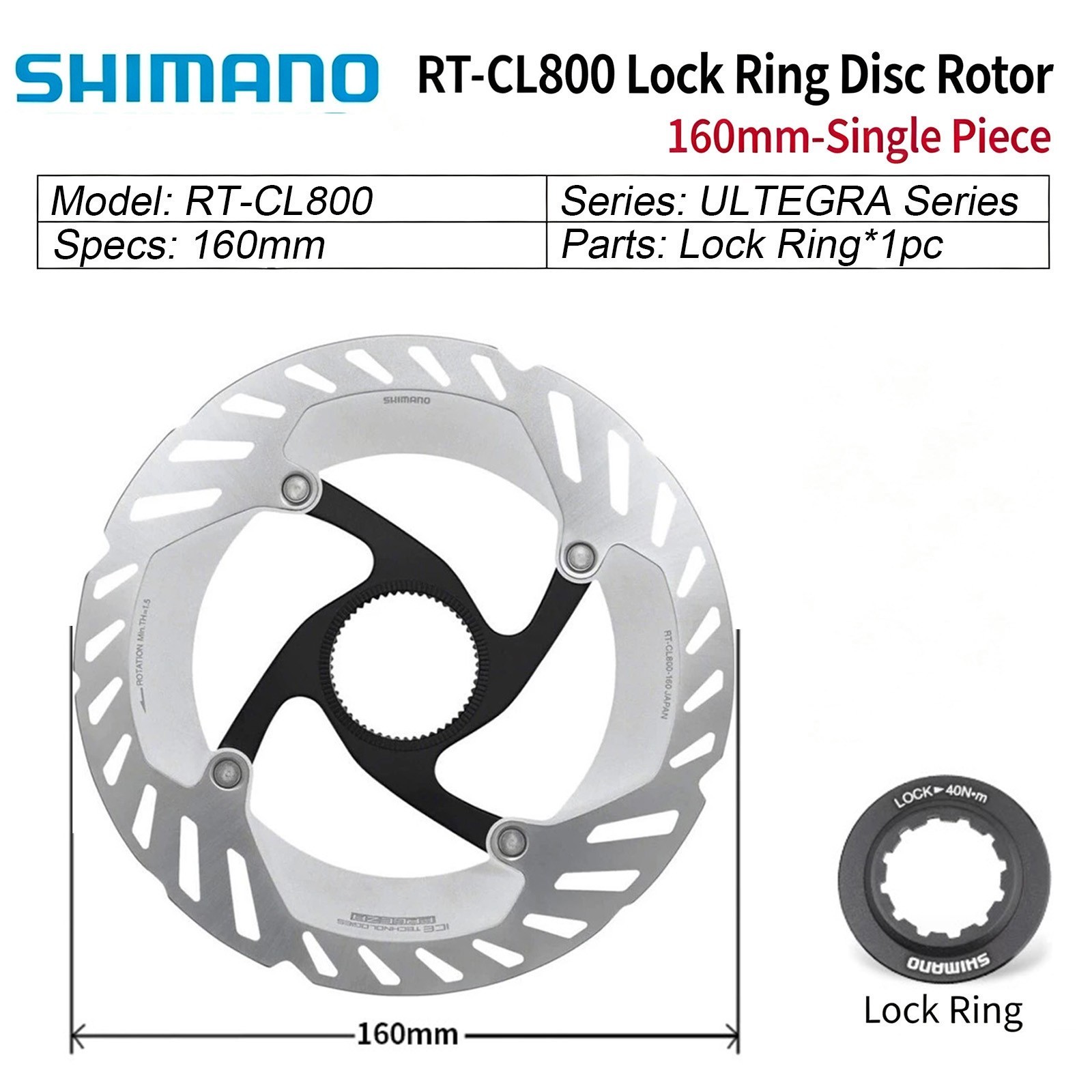 Shimano GRX Ultegra RT-CL800 140/160mm Center Lock Brake Rotor w/Lockring Bike Shimano GRX Ultegra RT-CL800 140/160mm Center Lock Brake Rotor w/Lockring Bike