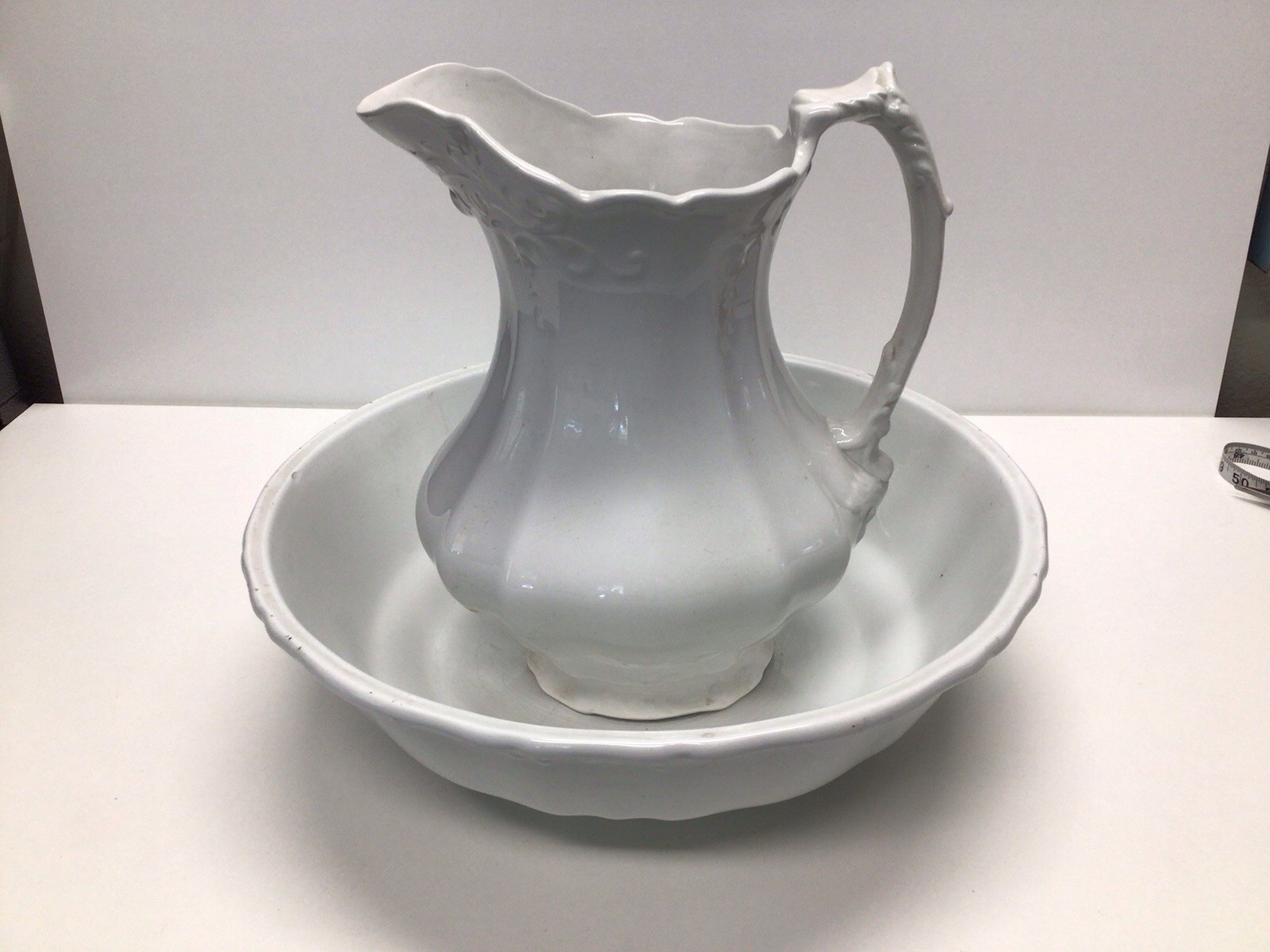 Antique Royal Ironstone Johnson Brothers England 1800\'S Basin Set Pitcher & Bowl