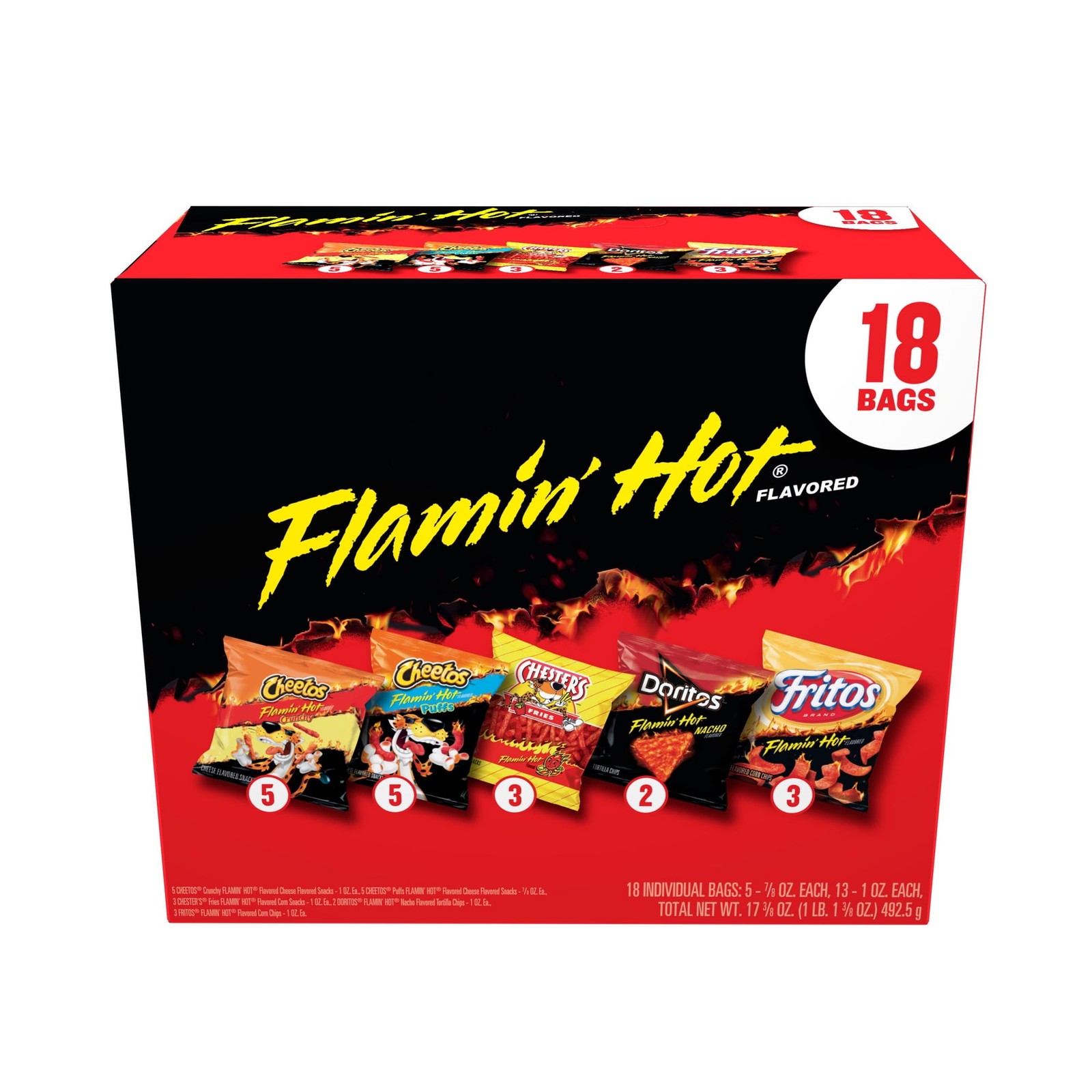 New Frito-Lay Flamin' Hot Mix Variety Pack Snack Chips, 18 Count Multipack New..