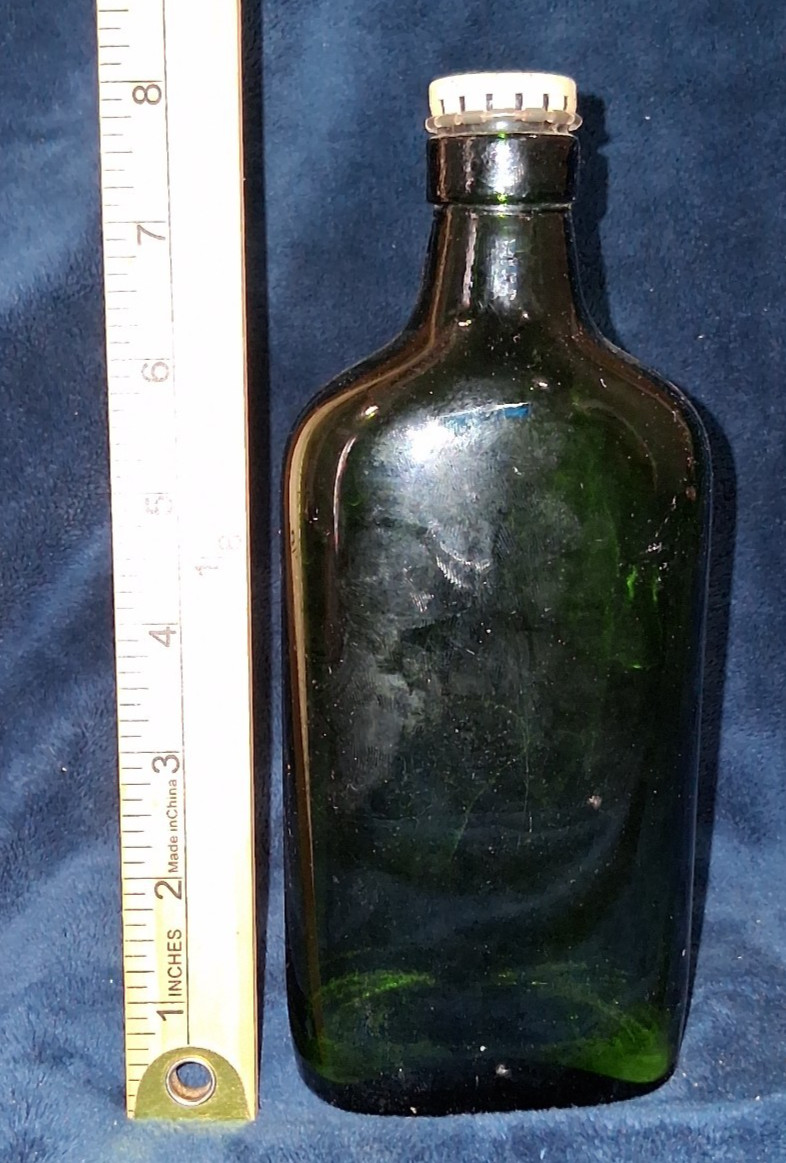 Vtg James Buchanan & Co. Ltd. Green Glass Flask Bottle with Swing-Top Cap