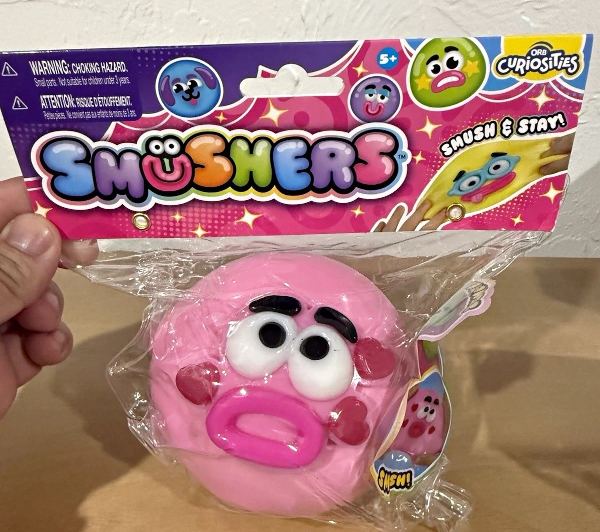 NEW ORB Curiosities SMUSHERS Hot Pink Squishy Face Sensory Fidget Toy Sealed