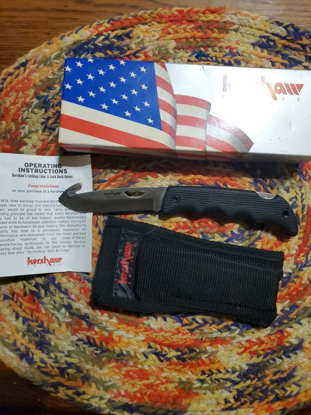 Vintage Kershaw 1060AGH Black Horse II Folding Knife In Case-MADE IN USA Vintage Kershaw 1060AGH Black Horse II Folding Knife In Case-MADE IN USA