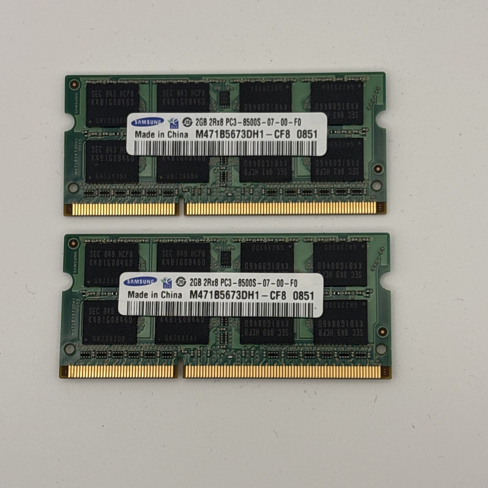 Samsung 4GB 2x2GB PC3-8500S DDR3 1066MHz Laptop RAM M471B5673DH1-CF8 Memory Kit Samsung 4GB 2x2GB PC3-8500S DDR3 1066MHz Laptop RAM M471B5673DH1-CF8 Memory Kit