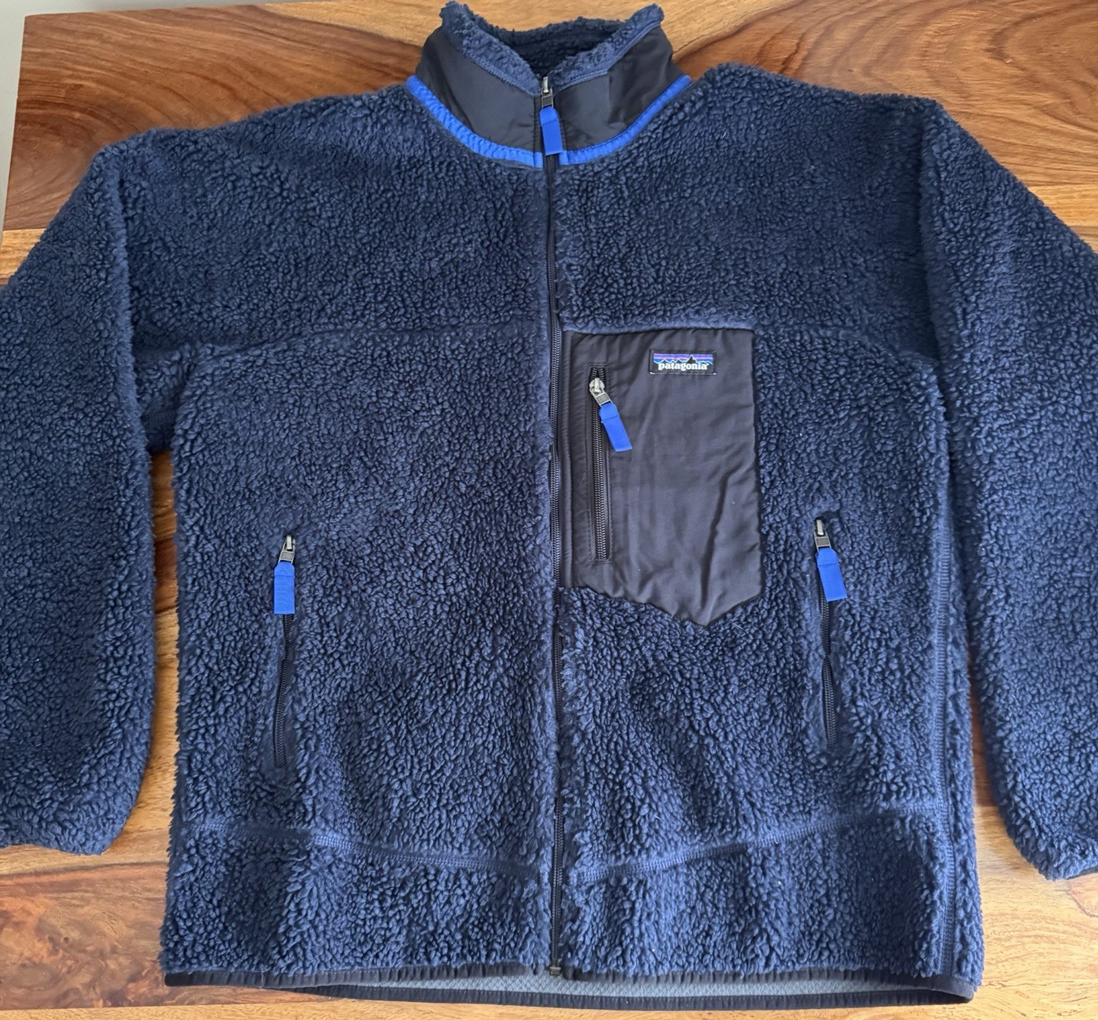Patagonia Retro-X Jacket Men\'s Deep Pile Fleece Large Blue Made in USA Vintage