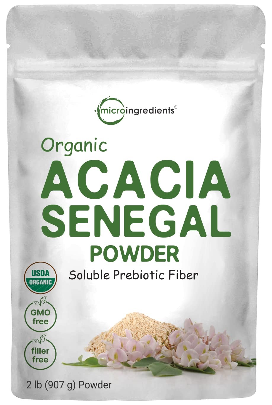 Acacia Senegal Fiber Powder 2 Lb Organic Instant Soluble Micro Ingredients