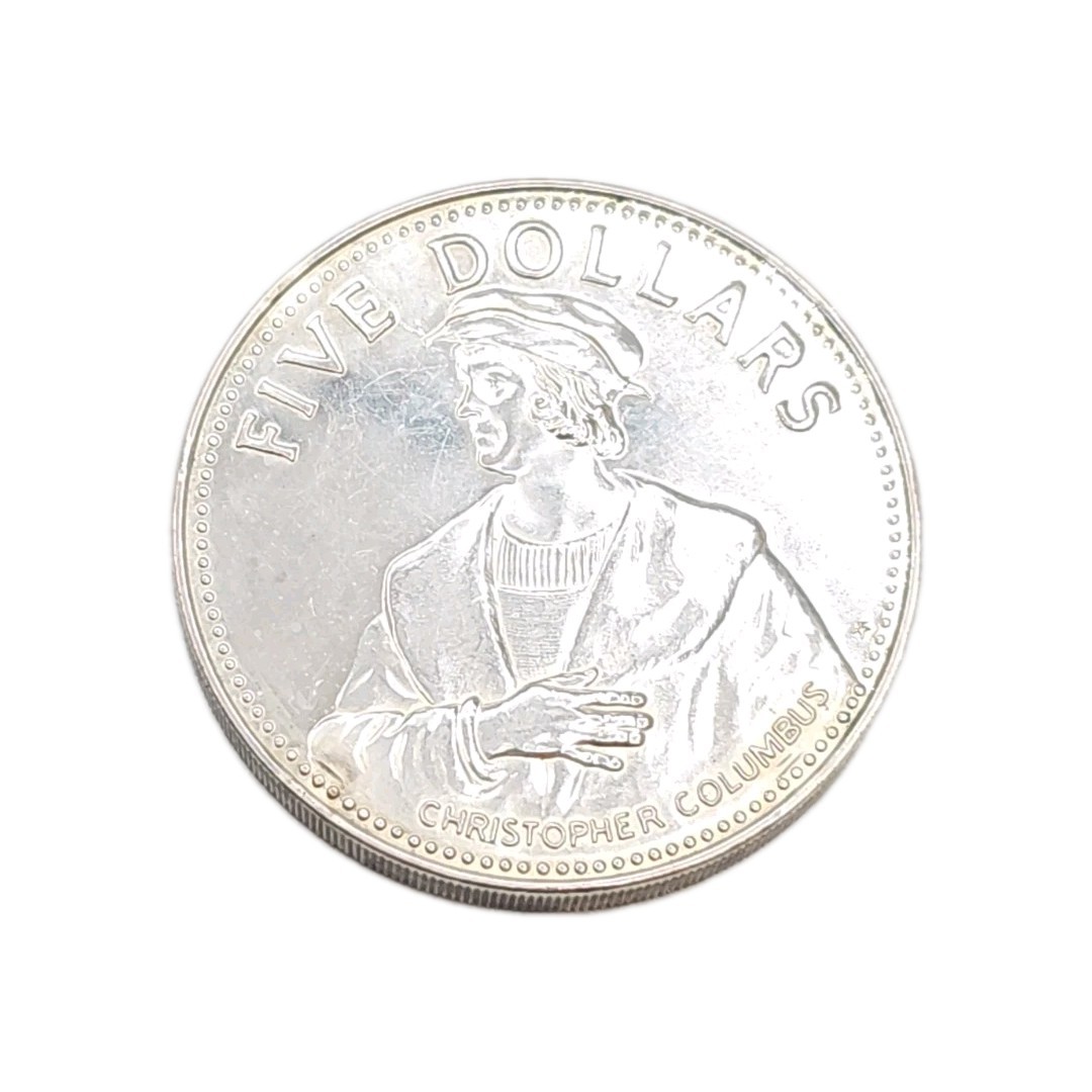 1985 Bahamas 5 Dollars Silver Proof Coin 1985 Bahamas 5 Dollars Silver Proof Coin