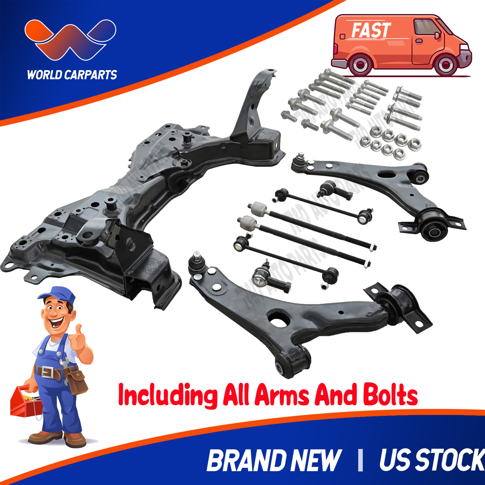 For 2008-2011 Ford Focus Front Crossmember Subframe Cradle W/Bolts +Control Arms