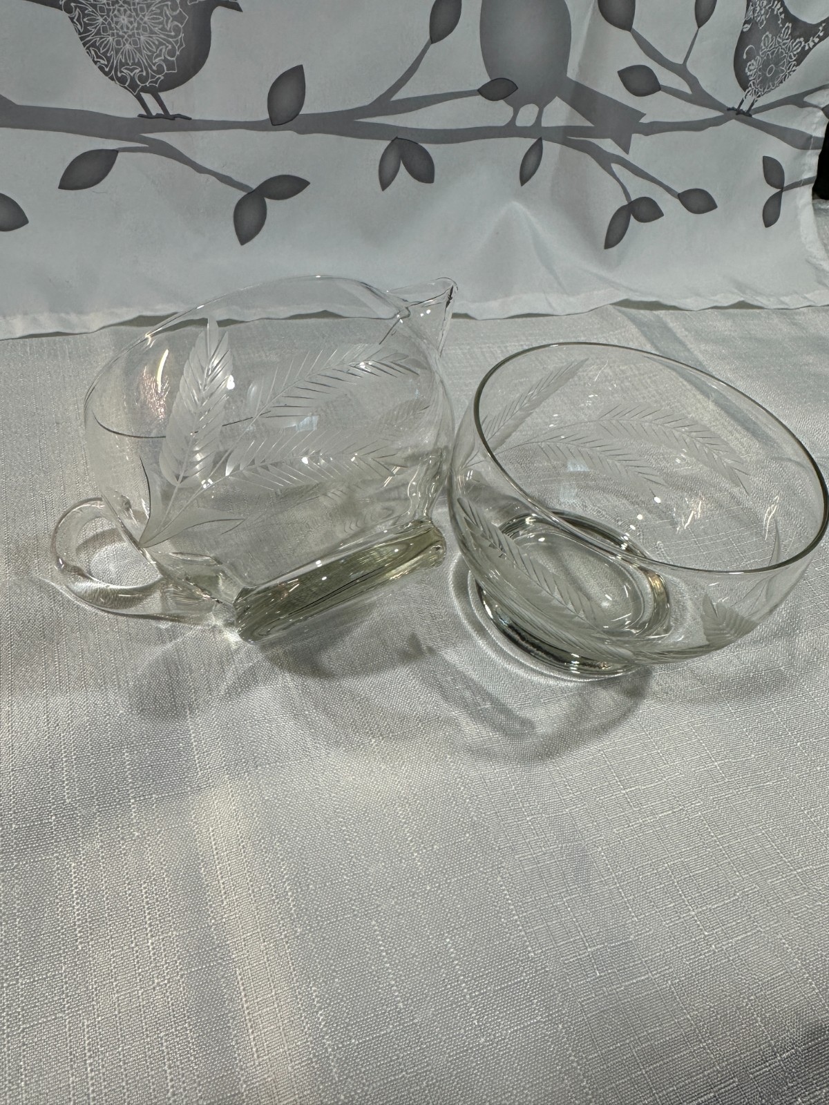 Vintage Princess House HERITAGE 2-Piece Crystal Creamer and Sugar Bowl w/o lid