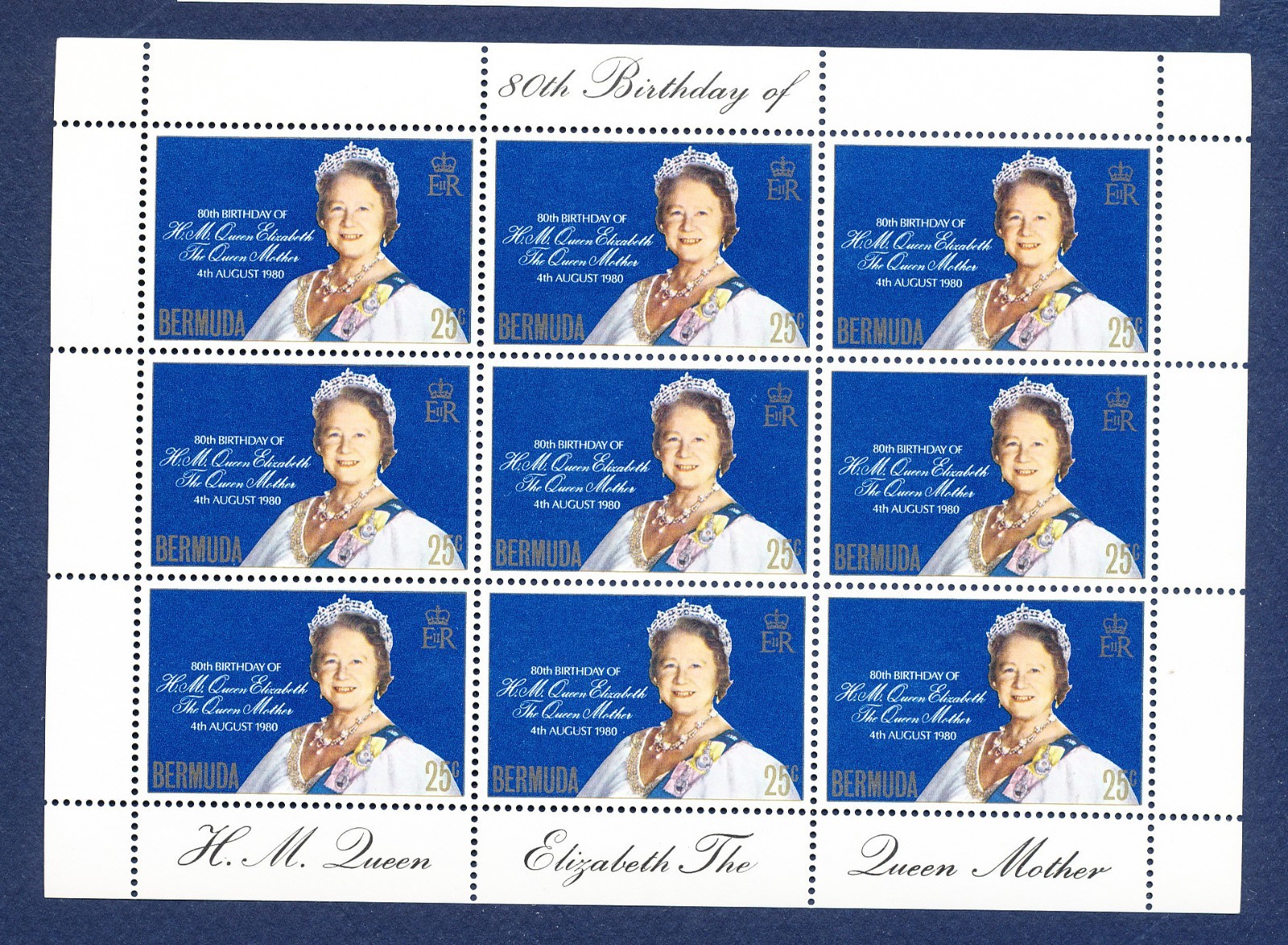 (96) - BERMUDA - Scott 401a - MNH  S/S - Queen Mother - 1980