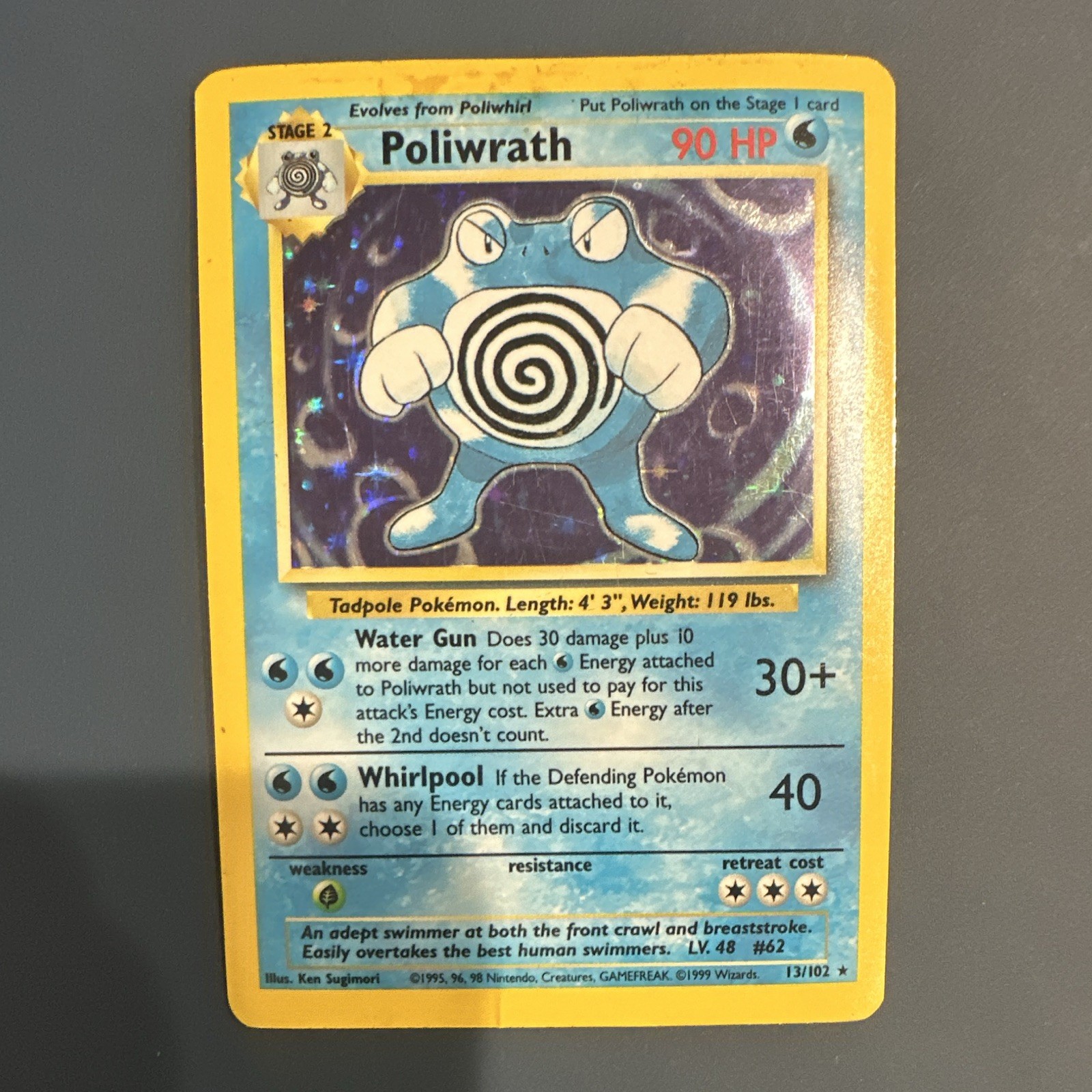 Pokemon TCG Poliwrath 013/102 Base Set Holo Rare 90 HP English 1999 Sugimori Pokemon TCG Poliwrath 013/102 Base Set Holo Rare 90 HP English 1999 Sugimori