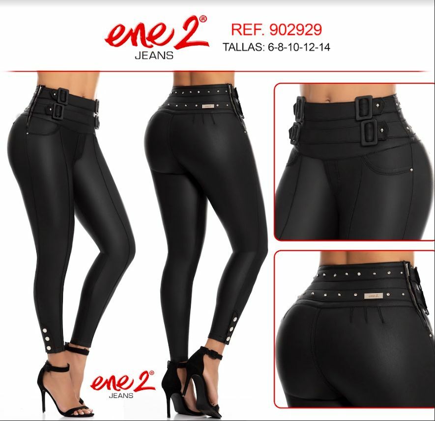 ENE2 JEANS COLOMBIANOS, Butt Lifter High Waist Black Skin Effect Push Up #902929