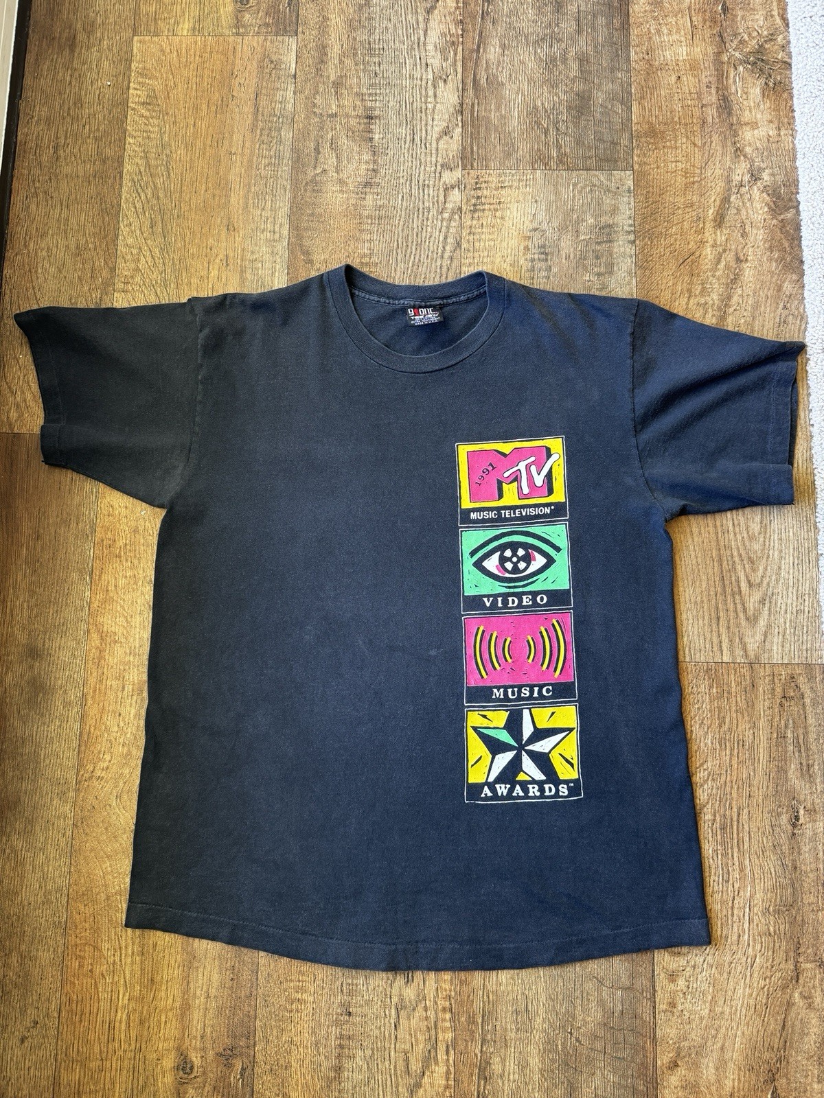 Vintage 1991 MTV Video Music Awards T Shirt XL 9 Dot Tee Jays USA Double Sided