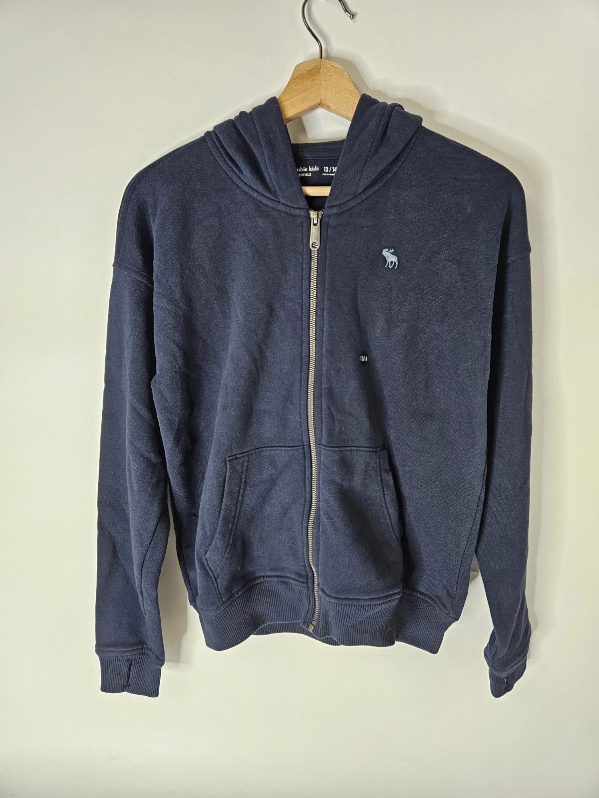 NWT Abercrombie Kids Hoodie Youth 13 14 Blue Full Zip Logo Casual Lightweight