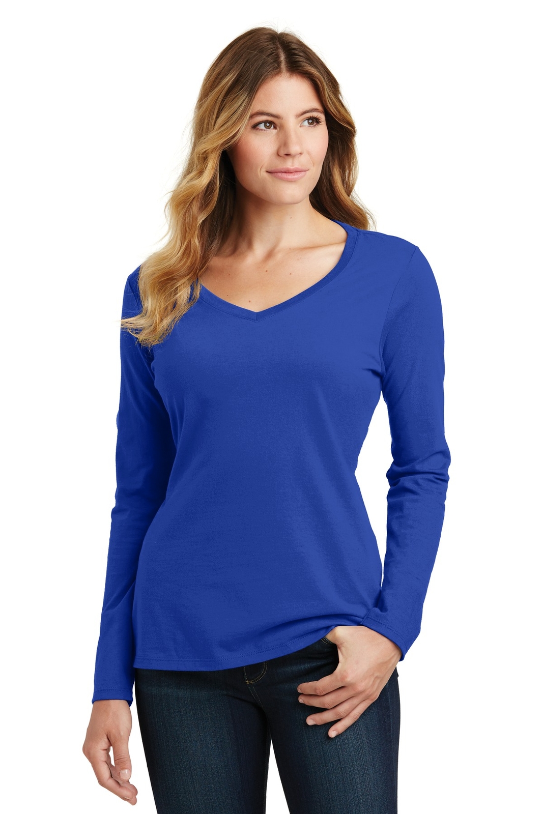 Port & Company LPC450VLS Womens Long Sleeve Fan Favorite V Neck Stylish T-Shirt Port & Company LPC450VLS Womens Long Sleeve Fan Favorite V Neck Stylish T-Shirt