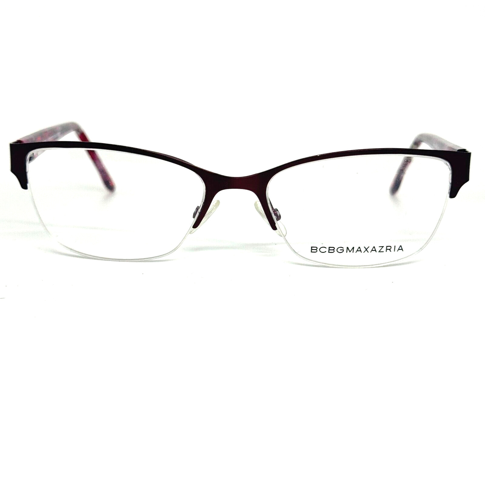 BCBG Maxazria Cat Eye Half Rim Frame Eyeglasses Kana Wine 53 17 135 H13468