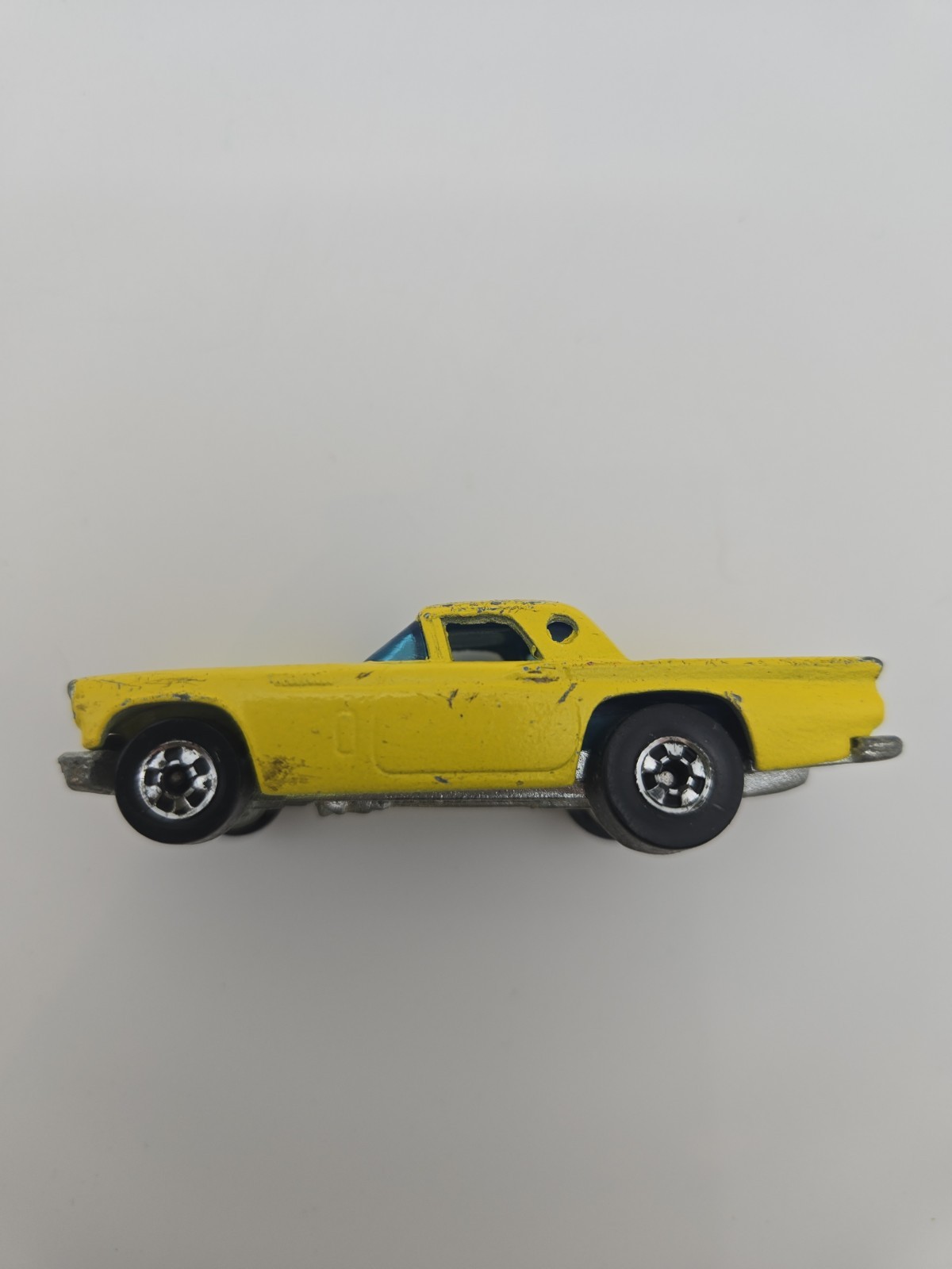 Vintage Hot Wheels \'57 Ford T-Bird Coupe Yellow Hong Kong 1977 Blackwall Vintage Hot Wheels \'57 Ford T-Bird Coupe Yellow Hong Kong 1977 Blackwall