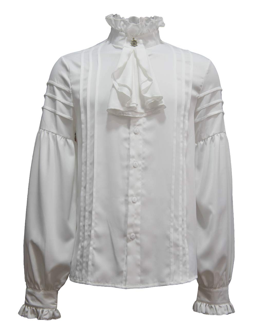 Crubelon Mens Pirate Shirt Vampire Renaissance Medieval Large, White