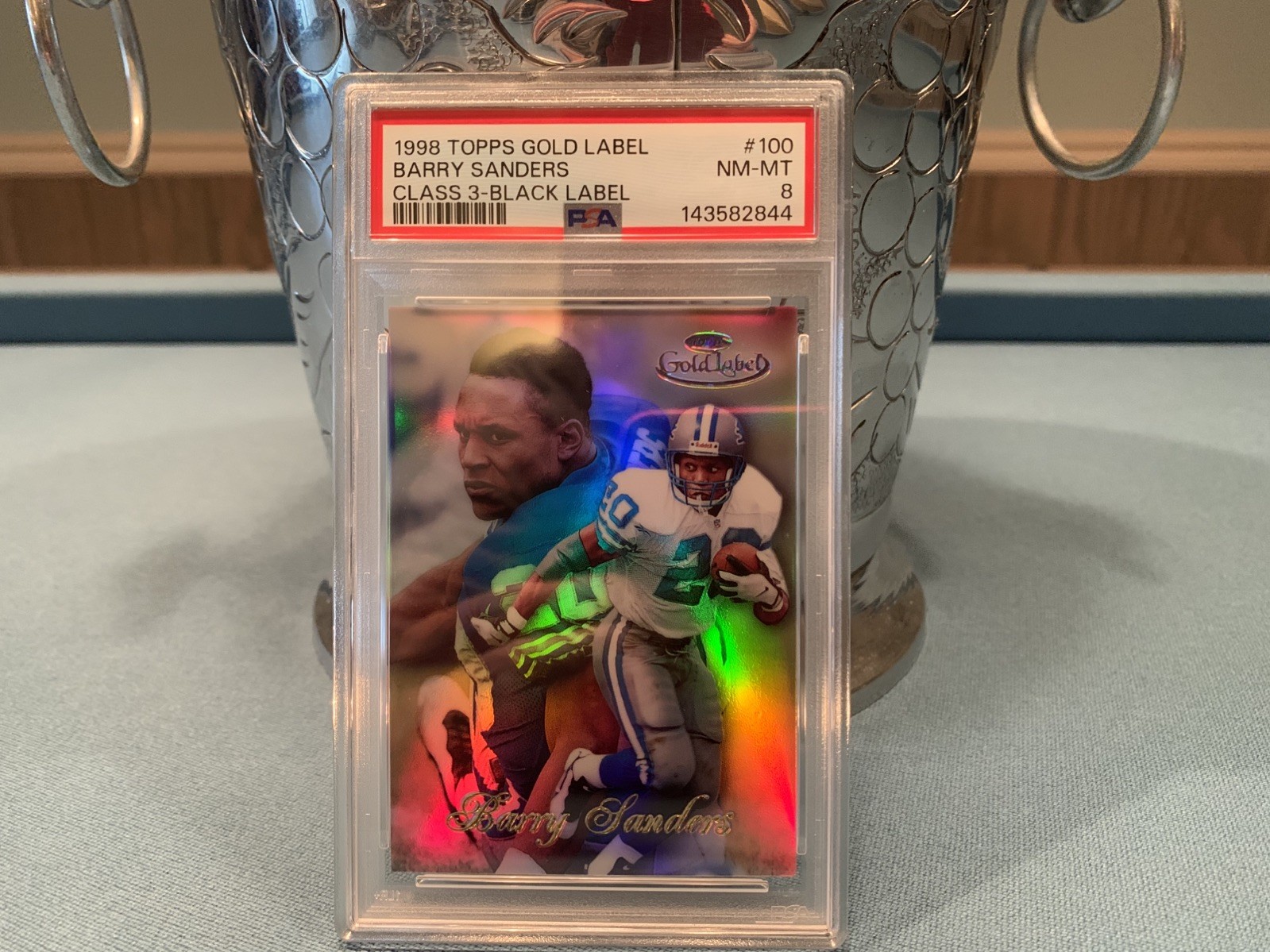 1998 TOPPS GOLD LABEL CLASS 3 BLACK #100 BARRY SANDERS PSA 8 extremely low POP