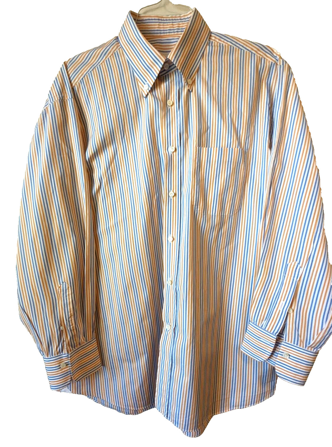 ANDREA FINAMORE NAPOLI ORANGE WHITE BLUE STRIPE COTTON MADE IN ITALY 17 1/2 X 34