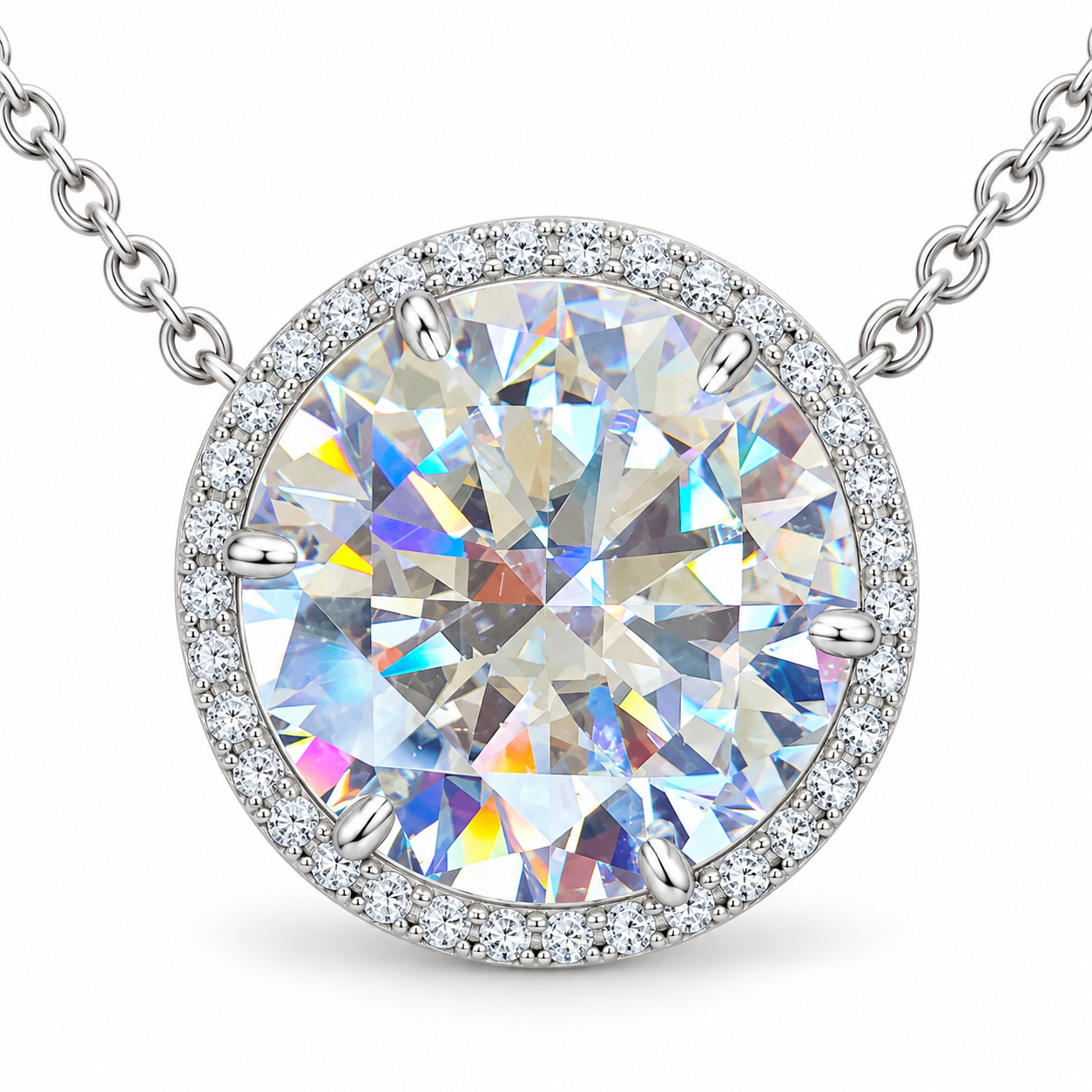 HUGE 42 Ct Certified White Diamond Solitaire Pendant - FREE Diamond Studs