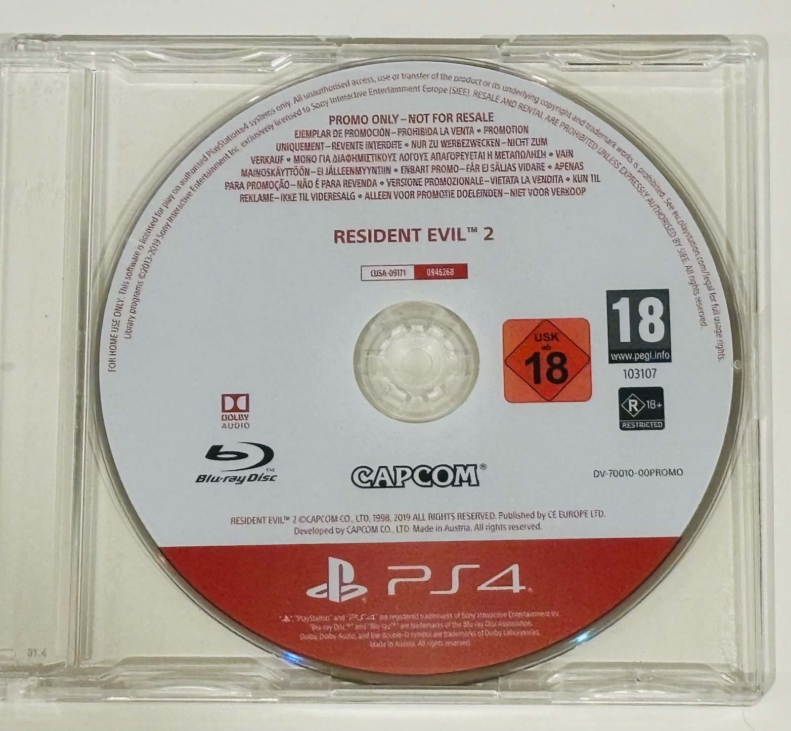 PS4: Resident Evil 2 PROMOTIONAL COPY RARE Excellent Condition Disc Only PS4: Resident Evil 2 PROMOTIONAL COPY RARE Excellent Condition Disc Only