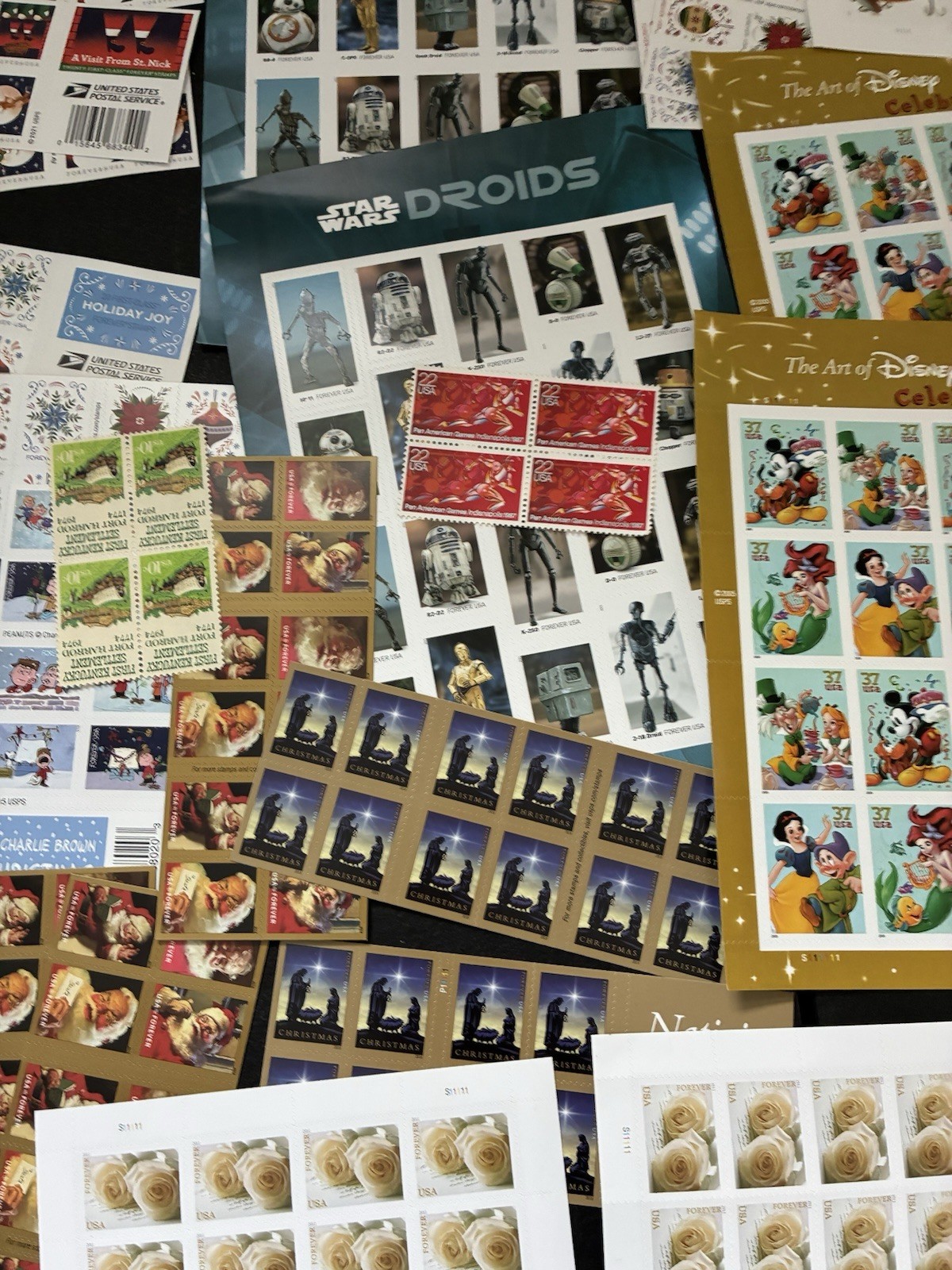 Vintage US Mint stamp Postage Lot face value $300+ sheets partial rolls