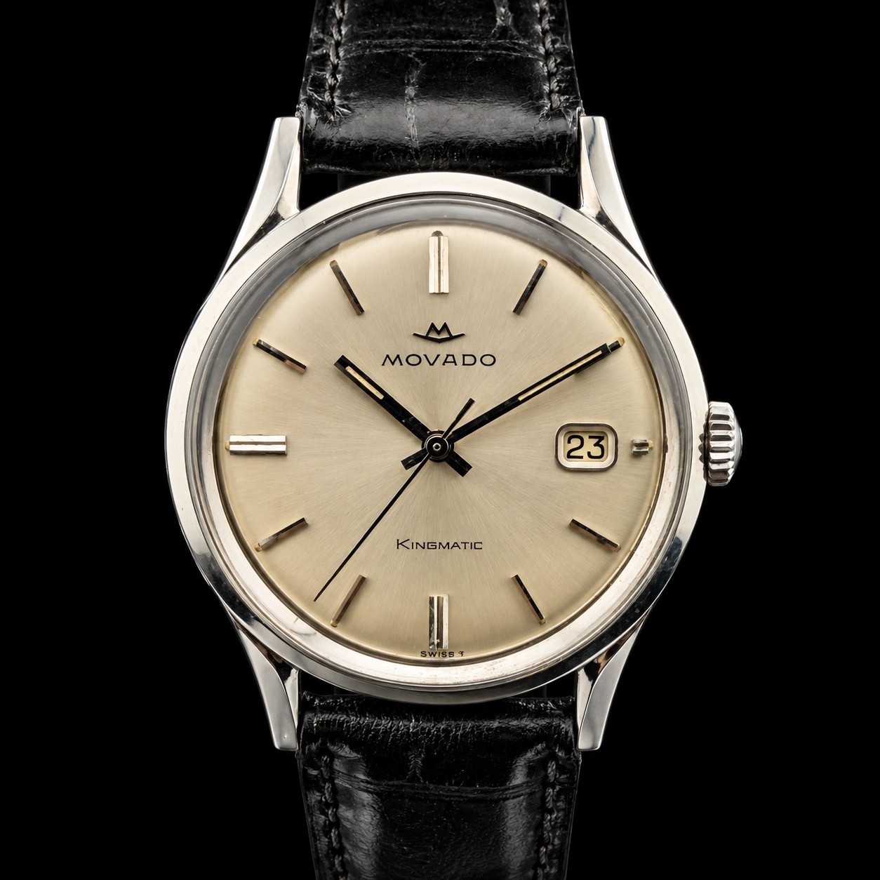 MOVADO KINGMATIC VINTAGE 34MM SILVER SUNBURST DIAL 1960\'S