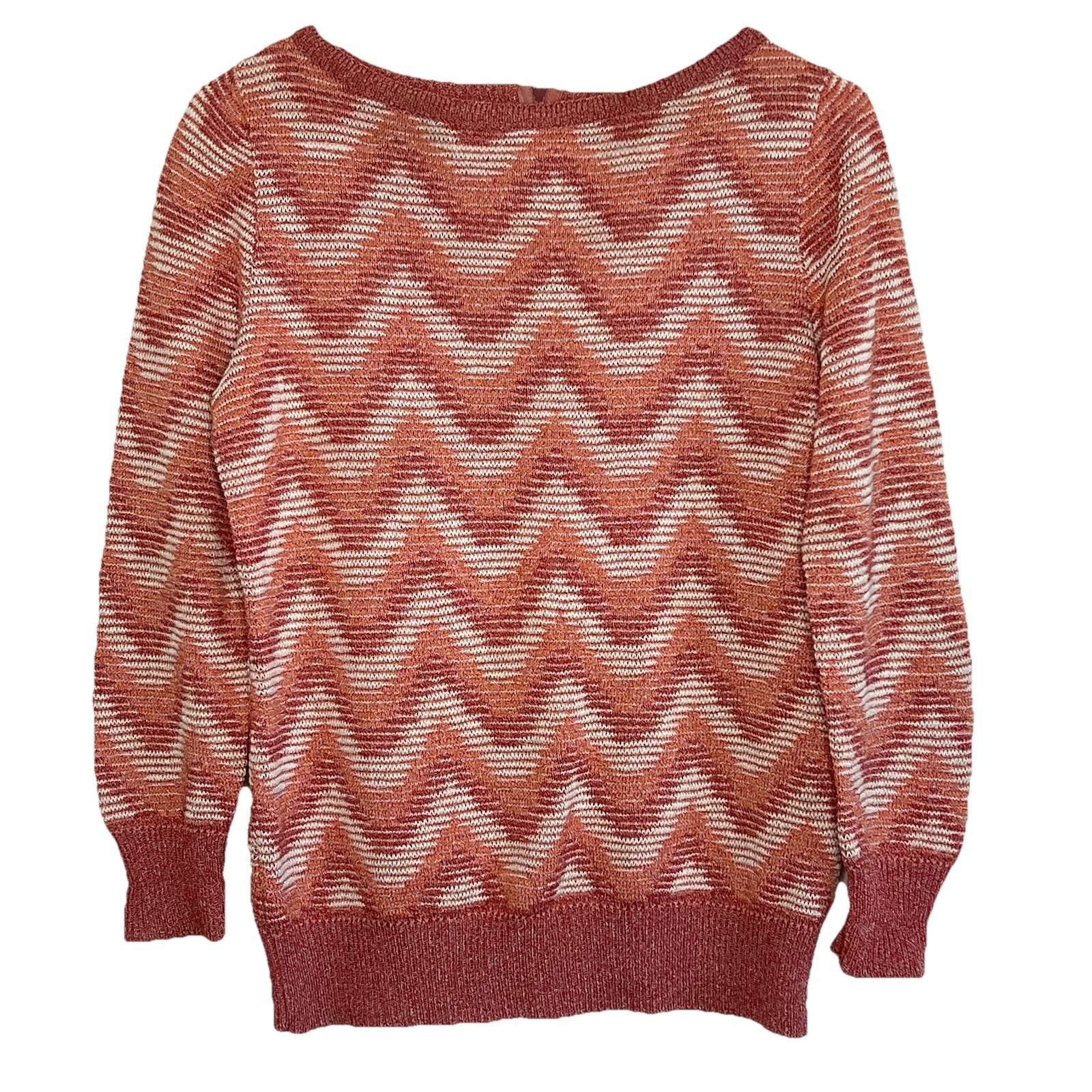 Vintage Goldworm Small Pullover Chevron Sweater 3/4 Sleeve Granny Chic Fall O10