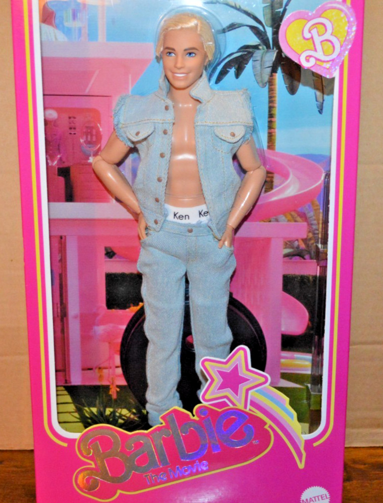 Barbie: The Movie Collectible Ken Doll Wearing Denim Matching Set js