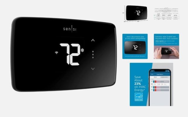 Emerson ST25 Sensi Lite Wi-Fi Smart Thermostat Black WiFi Control New, Open Box