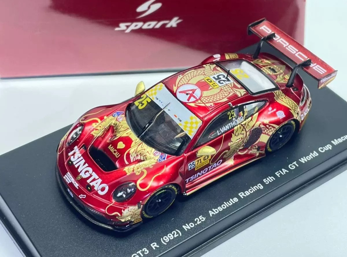 Spark 1/64 Porsche 911 GT3 R (992) #25 Absolute Racing Macau 2024 Diecast Car