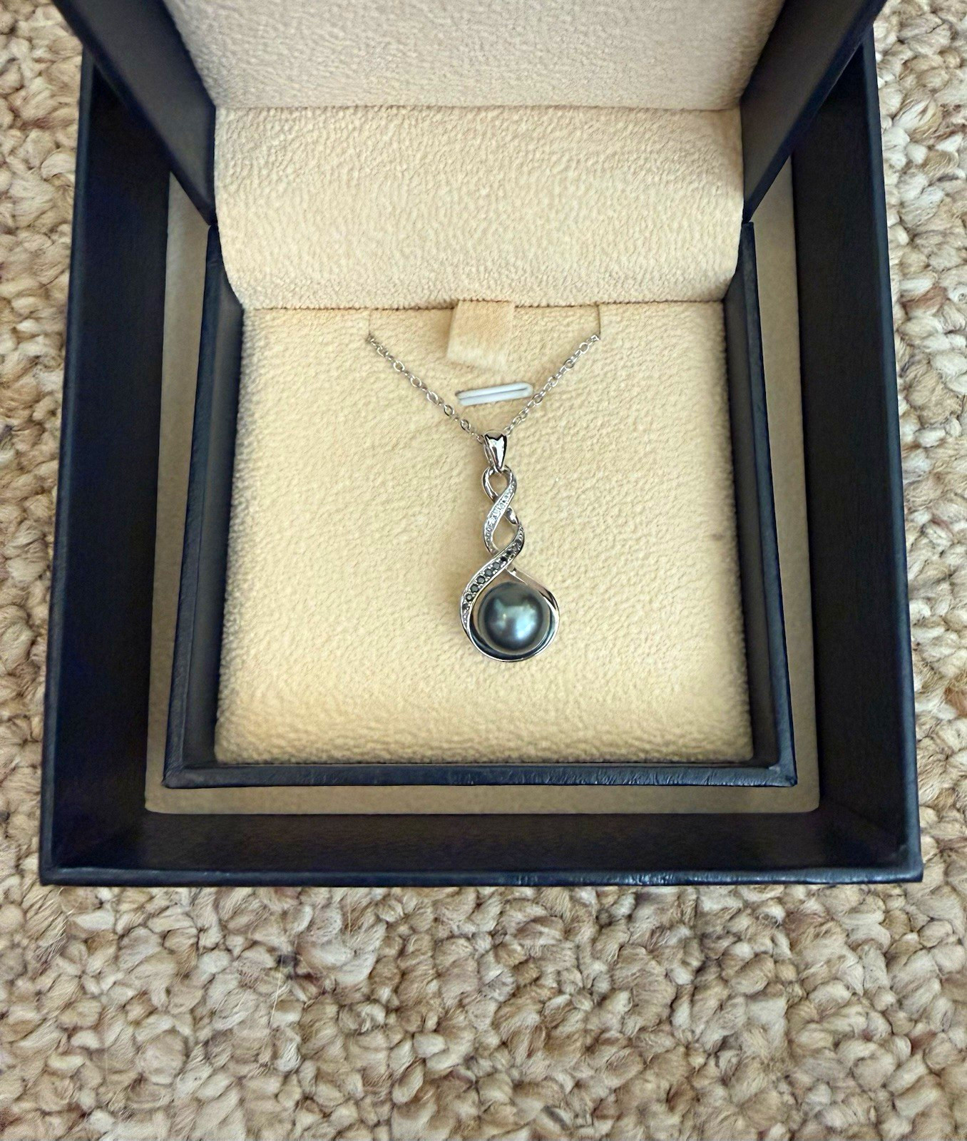 Genuine Tahitian Black Pearl Necklace  Christmas Gift