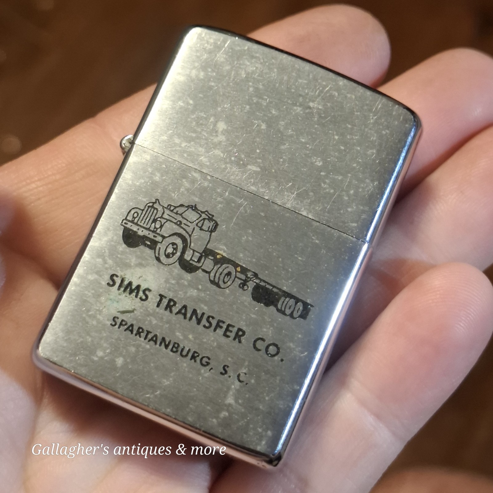 Vintage 1967 Zippo Lighter Sims Transfer Co Spartanburg SC Semi Truck 2517191