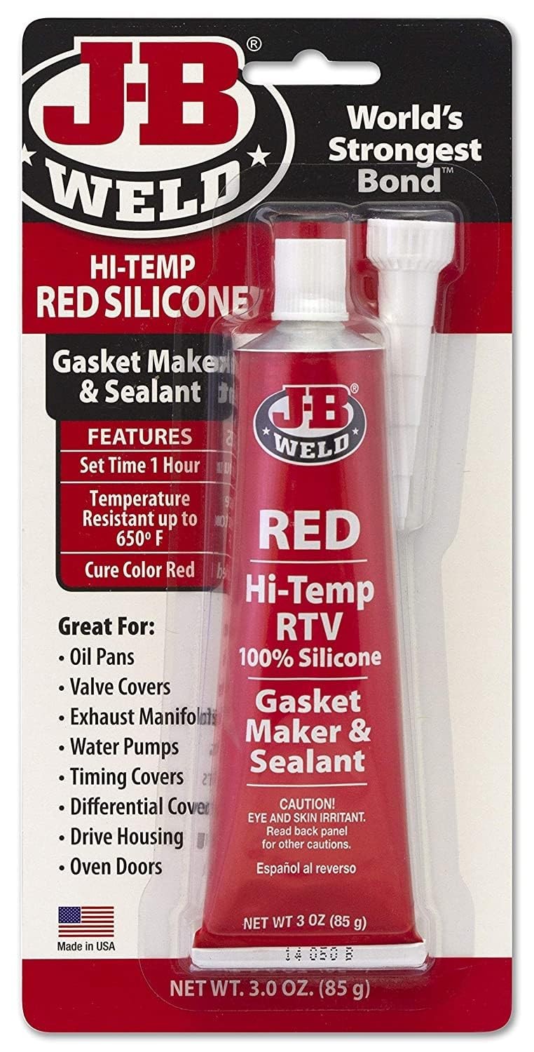 JB Weld High Temperature Temp Red RTV Silicone Gasket Maker & Sealant - 3 Oz.