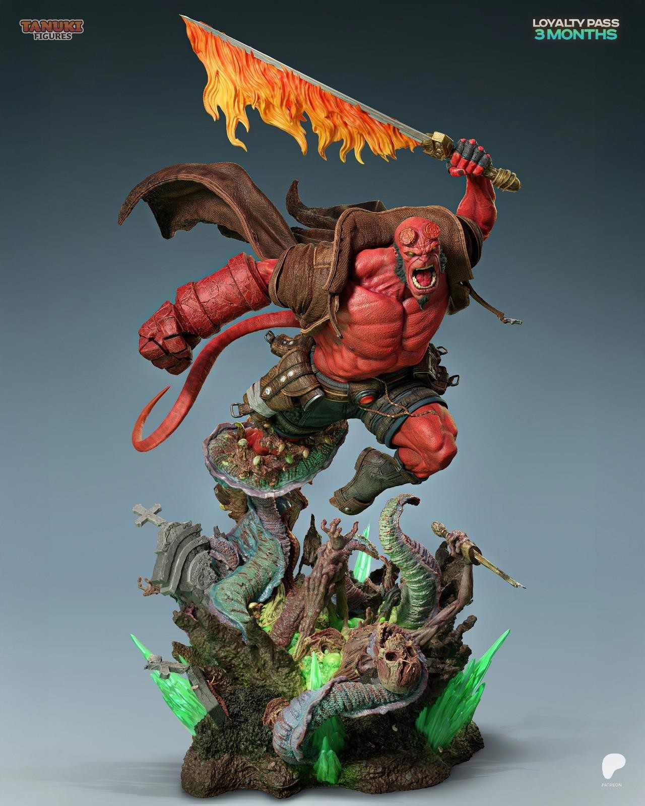 Hellboy | 1/6 Scale Resin Kit | Flaming Sword Battle Diorama