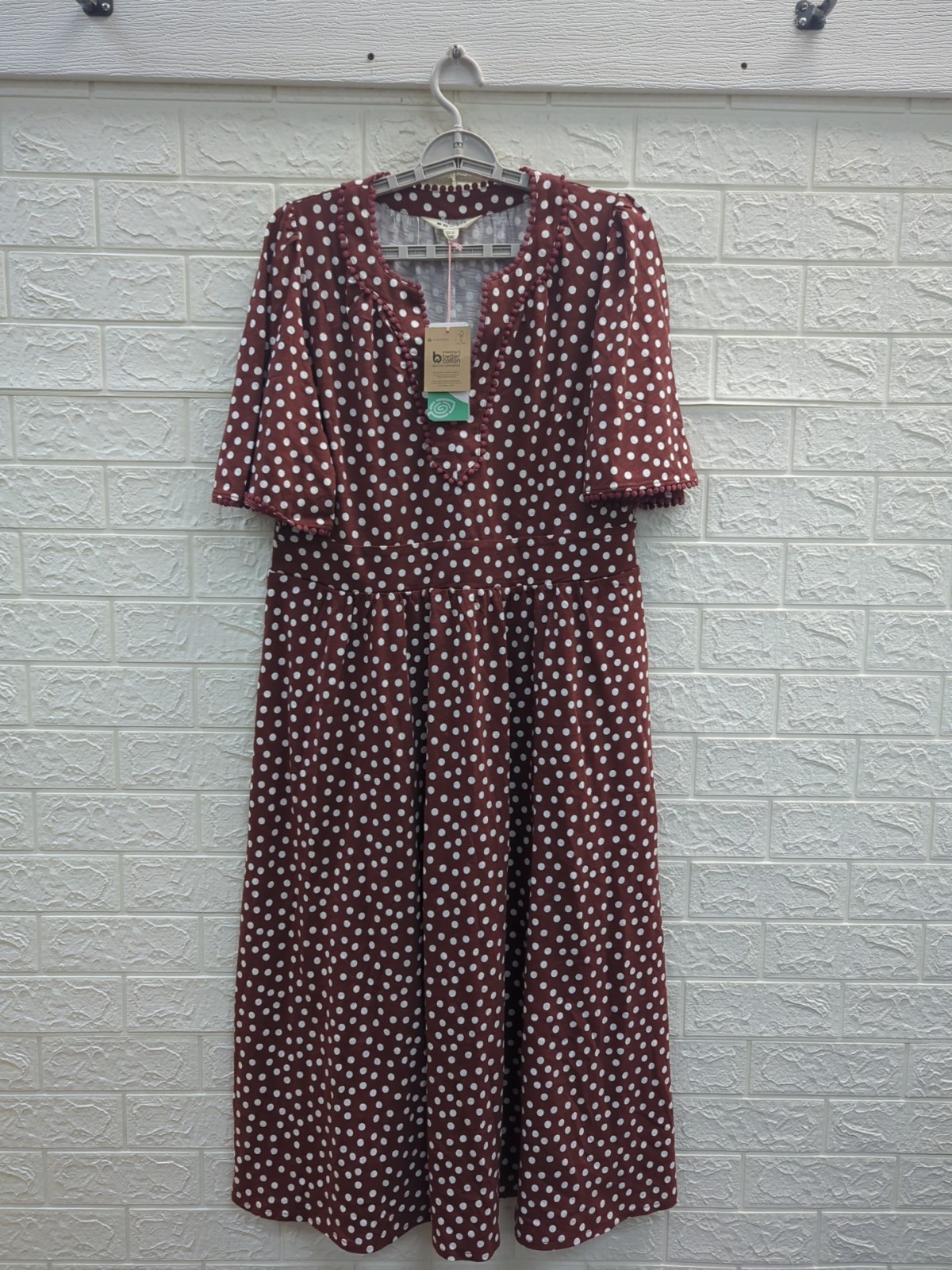 New Boden Maddie Spot Print Trim Midi Dress Women Size 12R