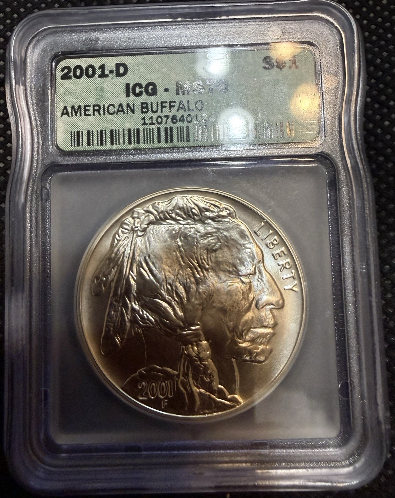 ⭐️2001-D American Buffalo ICG MS70 Commemorative Silver Dollar ⭐️