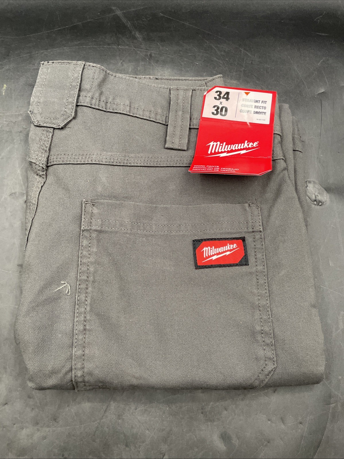 Milwaukee Men\'s 34x30 Straight Fit Gray Cotton/Polyester Work Pants 7 Pockets