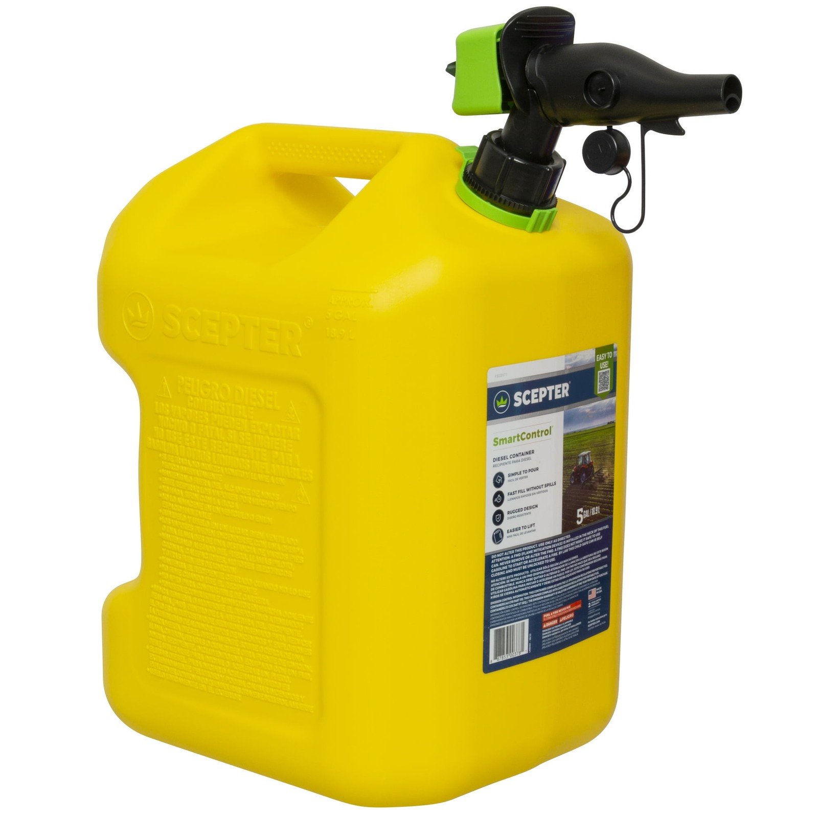 Scepter 5 Gallon SmartControl Dual Handle Diesel Fuel Container, FSCD571, Yellow Scepter 5 Gallon SmartControl Dual Handle Diesel Fuel Container, FSCD571, Yellow