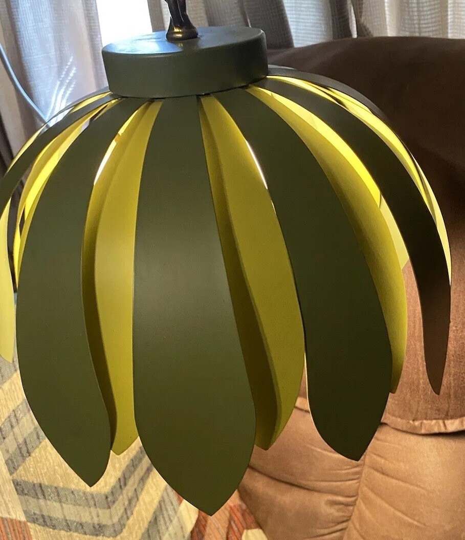 Vintage MCM Art Deco Lightolier Tulip Chandelier Ceiling Lotus Light Swag Metal