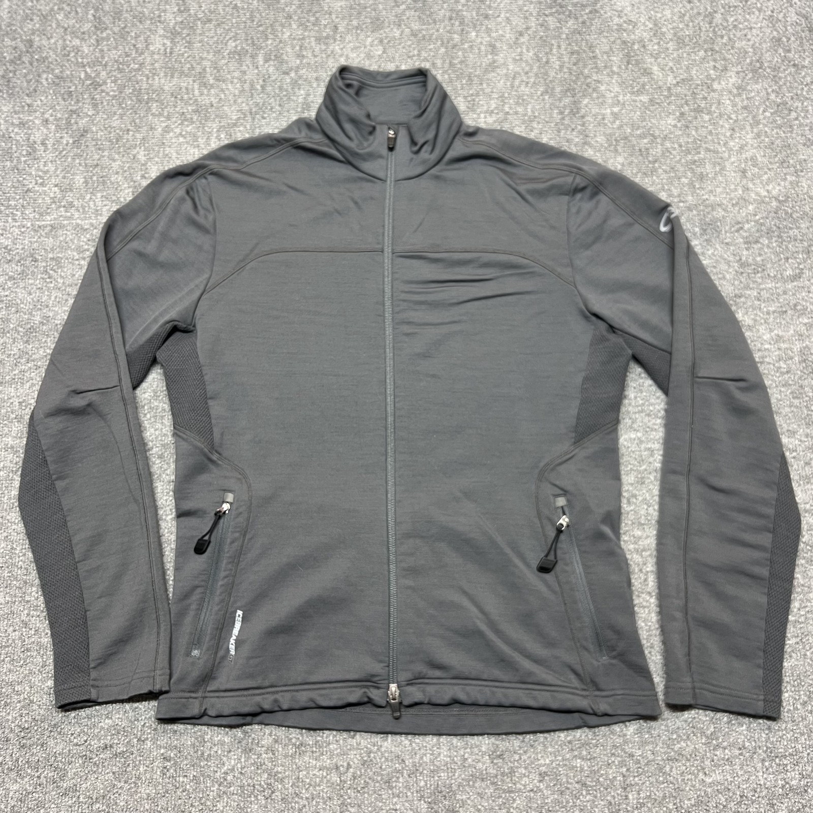 Icebreaker Jacket Mens Medium Gray GT 320 ExpeditionWeight Merino Wool Full Zip