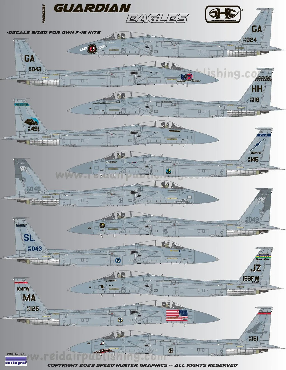 Speed Hunter Graphics 1/48 decals F-15 Guardian Eagles for GHW kits - 48031
