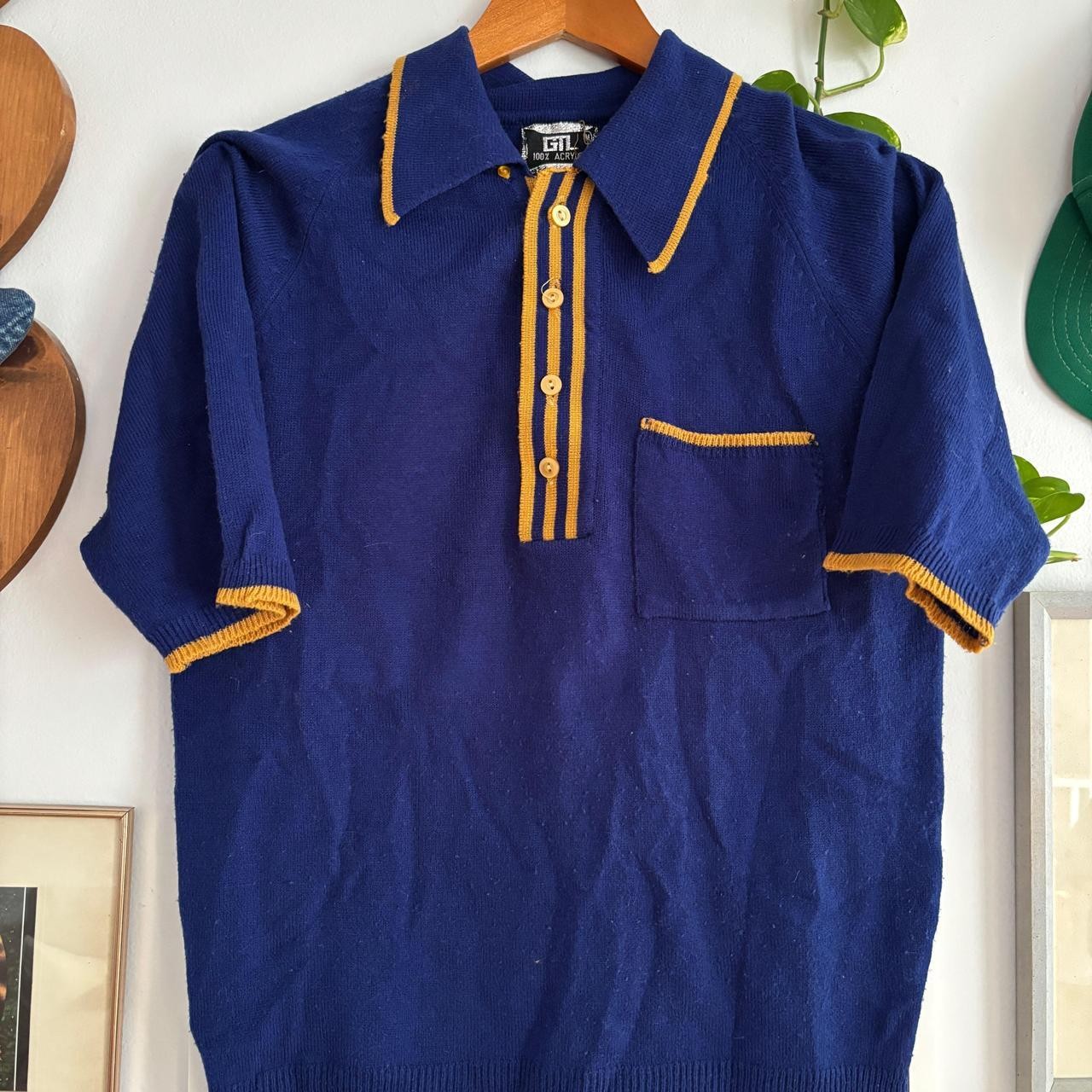 Vintage Soft Acrylic Blue and Yellow Polo Vintage Soft Acrylic Blue and Yellow Polo