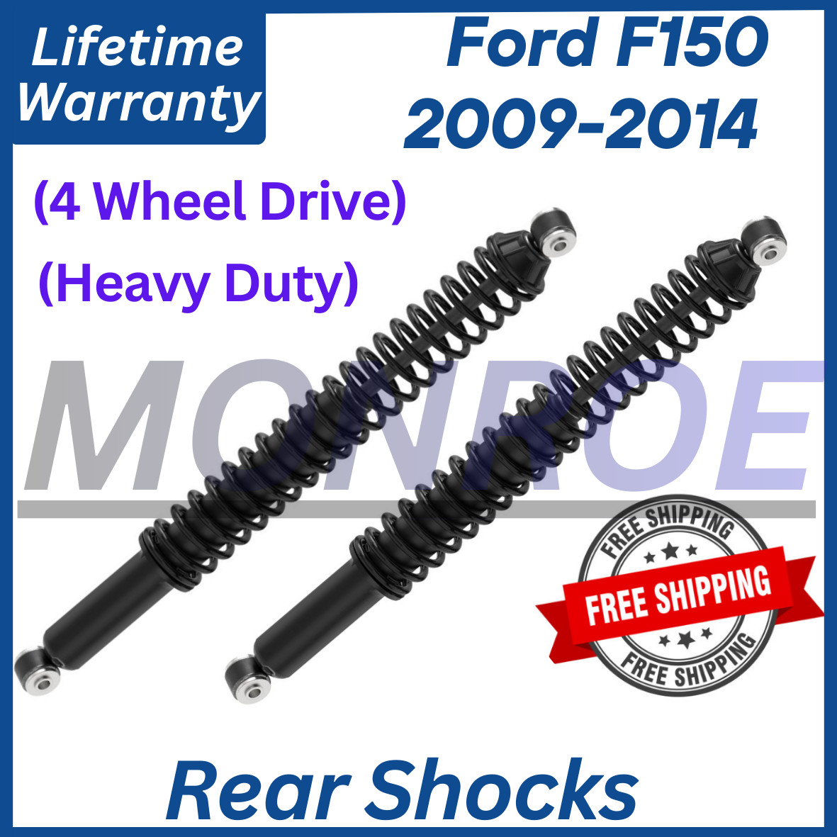 Monroe OEM Rear Shocks W/ Coil For 2009-2014 Ford F150 4WD HD, Lifetime Warra...