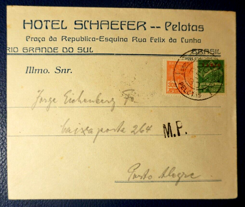 Brazil Varig Nov. 26 1930 Porto Alegre-Pelotas Hotel Schaefer cover