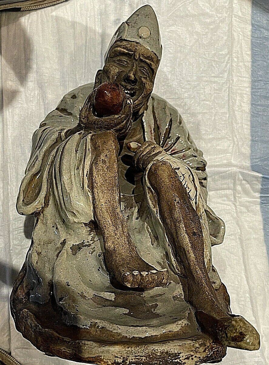 COLLECTOR Lg Antique Chinese Mudman Figure 14x14x9