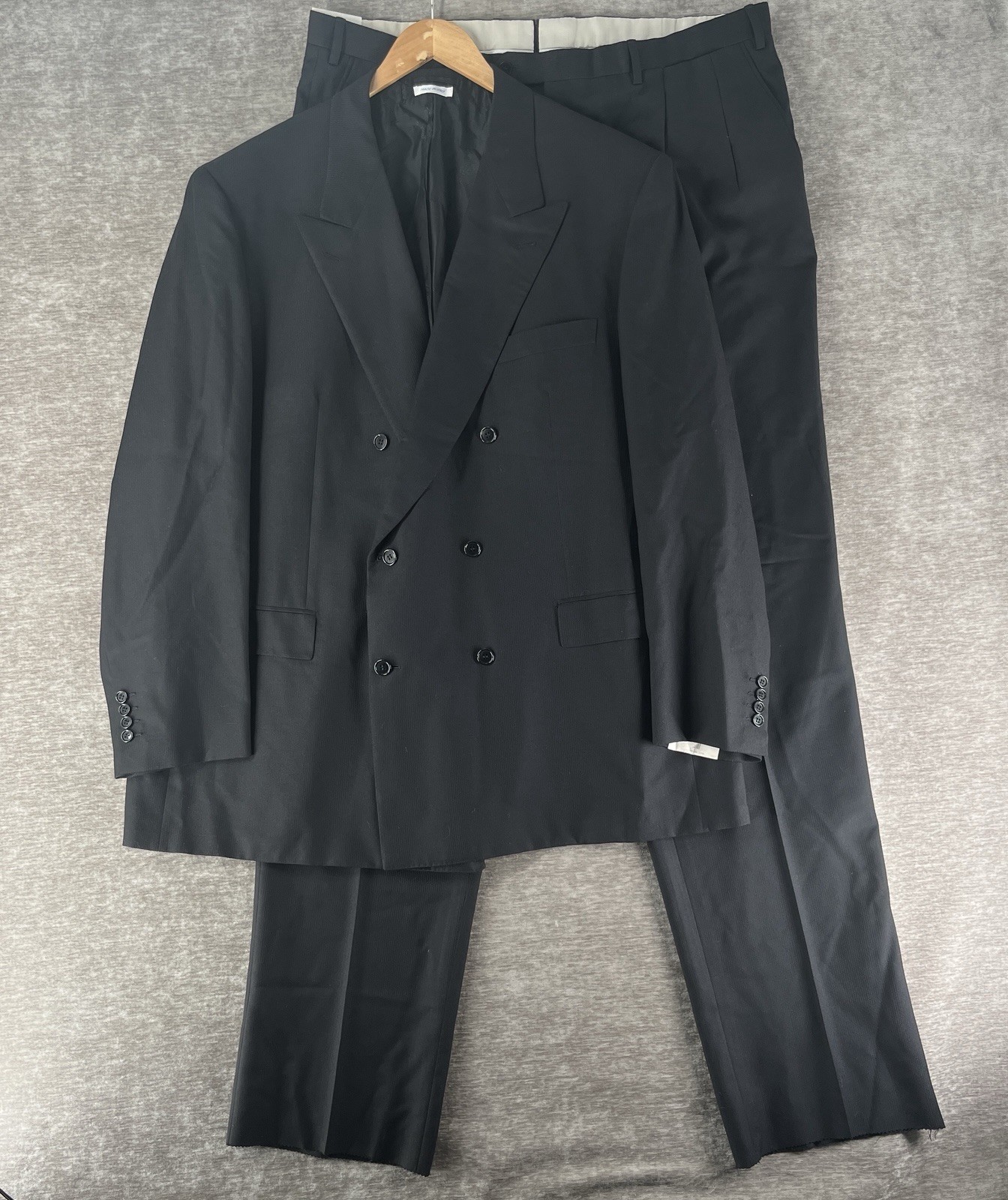 Brioni Tiberio Men’s 2-Piece Suit Double Breast Black Wool 50R 40W NEW UNHEMMED